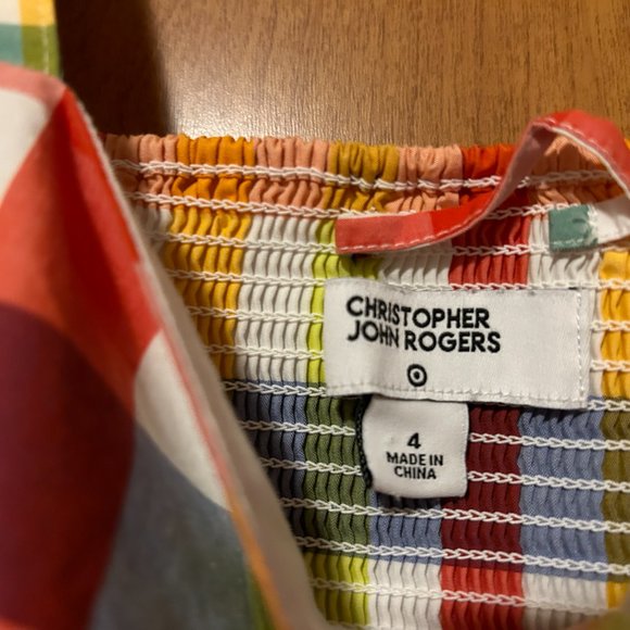 CHRISTOPHER JOHN ROGERS Sz 4 Multi-Color Plaid Dress Pockets - Picture 9 of 9